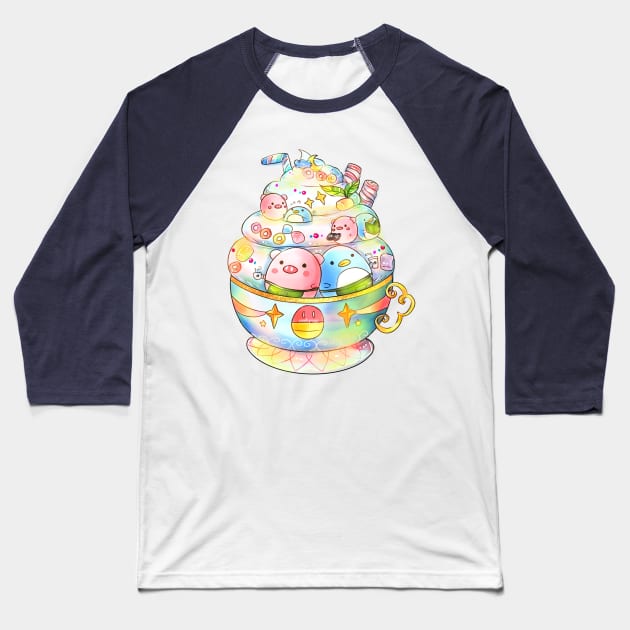Mr. Piggy & Cool Penguin's Latte Baseball T-Shirt by candypiggy